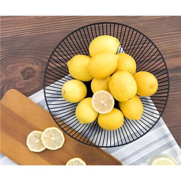 Metal Wire Countertop Fruit Basket Bowl - Black Fruit Bowl for Kitchen Counter - Picture 4 of 7